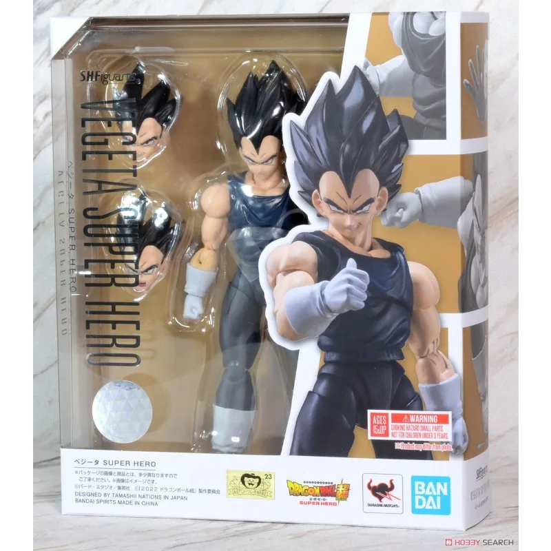 

Bandai Shf Black-haired Vegeta Dragon Ball SUPER HERO Super Hero Theater Figurine Model for Holiday Gifts Mother Kids Toys