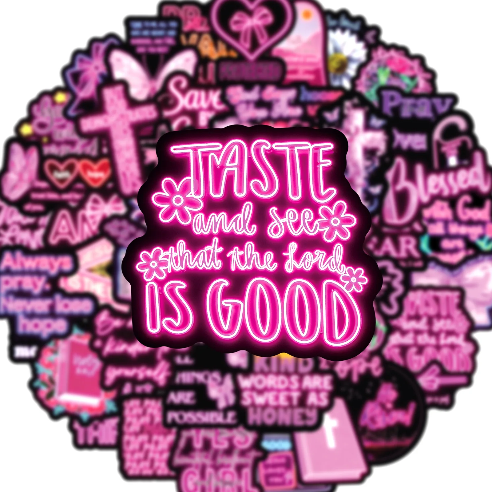 

50PCS Cartoon Neon Style Inspirational Sticker DIY Creative Decoration Mobile Phone Case Water Cup Skateboard Waterproof Toys