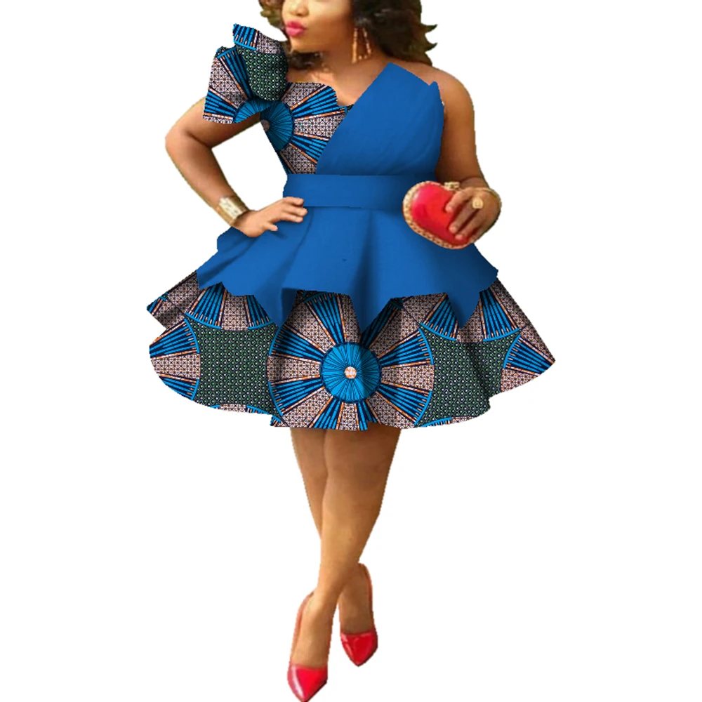 Vestidos africanos para mujer con estampado de Ankara, vestidos multicapa sin tirantes Dashiki, vestido de noche para fiesta de boda, ropa africana WY4213