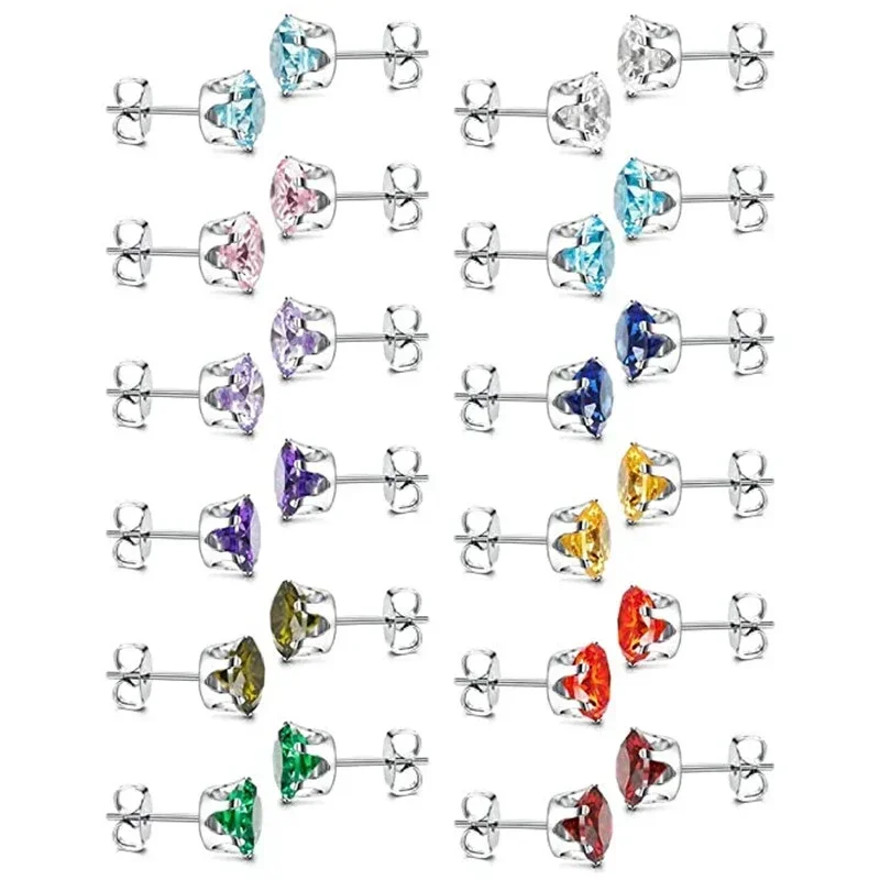 جديد بسيط جولة مكعب زركونيا وأقراط للنساء 12 الألوان المتاحة ارتداء اليومي موضة تنوعا مجوهرات ساخنة 2025 جديد #1