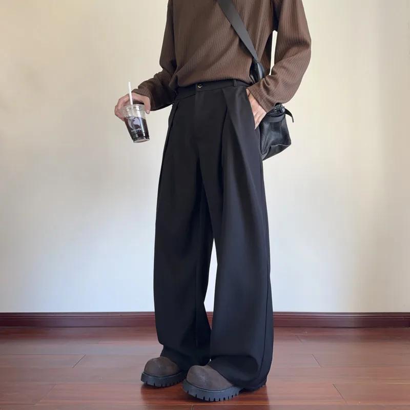Black Suit Pants Men Fashion Society Mens Dress Pants Korean Casual Wide Leg Pants Mens Office Formal Trousers Large Size 5XL
