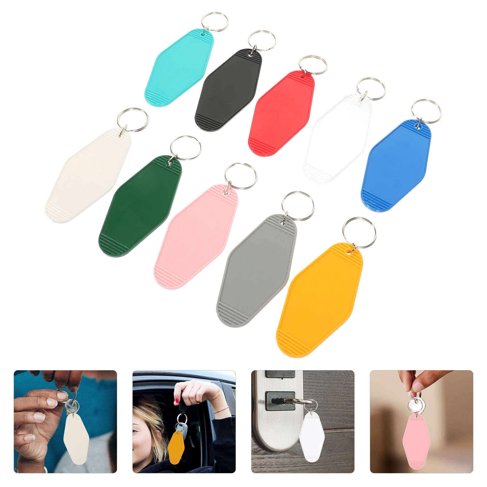 10 pcs Luggage Tag Keychain Plastic Key Tags For Id Label Suitcase Organizer Hotel Key Identifier Backpack Tag Handicraft Sewing