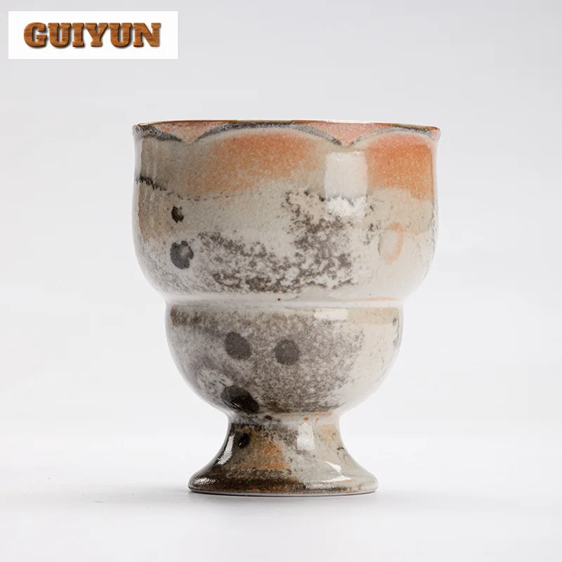 Retro Kiln Change Ceramic Teacup Japanese Wood-fired Porcelain Master Cup Ink Art Coffeeware Chazhan Kung Fu Tea Set Drinkware