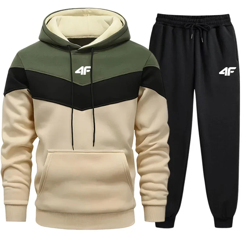 

Men's sportswear set with printed sporty long pants - 2-piece set for casual sports running - men's quilted clothing