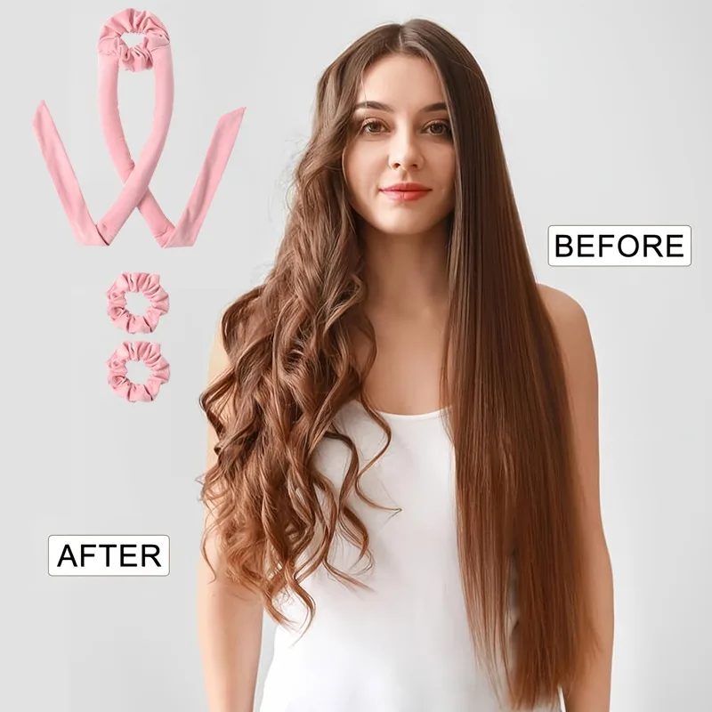 

3-Pack Heat-Free Curling Wands Heatless Curling Rods Damage-Free Overnights Curls for Straight/Wavy/Kinky Hair - At Home Styling