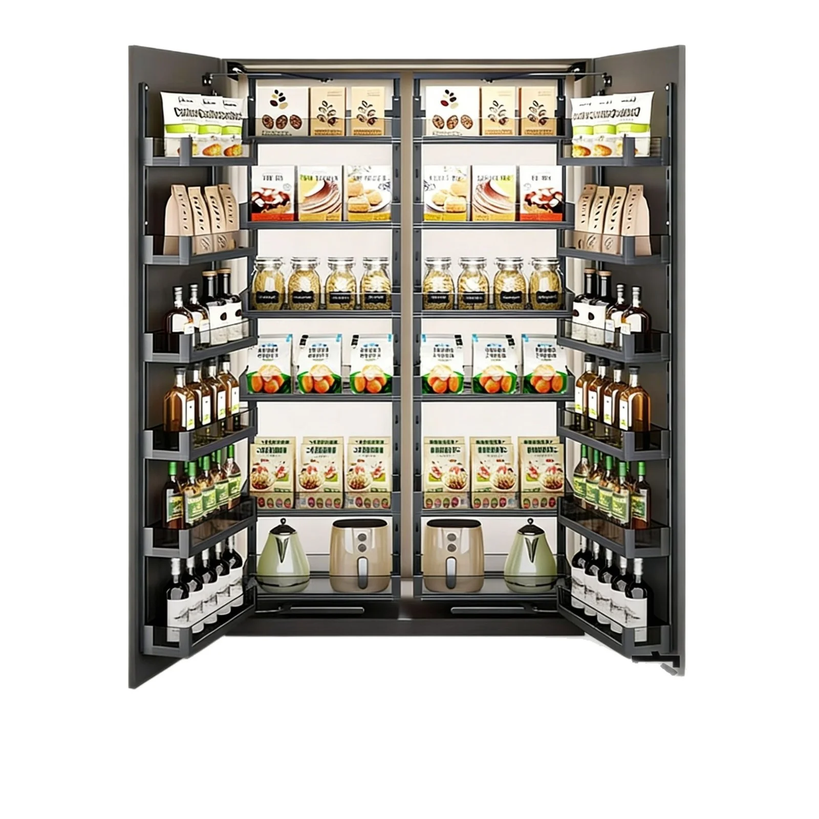 OUGOO Modern Aluminum Oblong Kitchen High Cabinet Snack Basket Sideboard Large Capacity Multi-Layer Water Resistant Storage Rack
