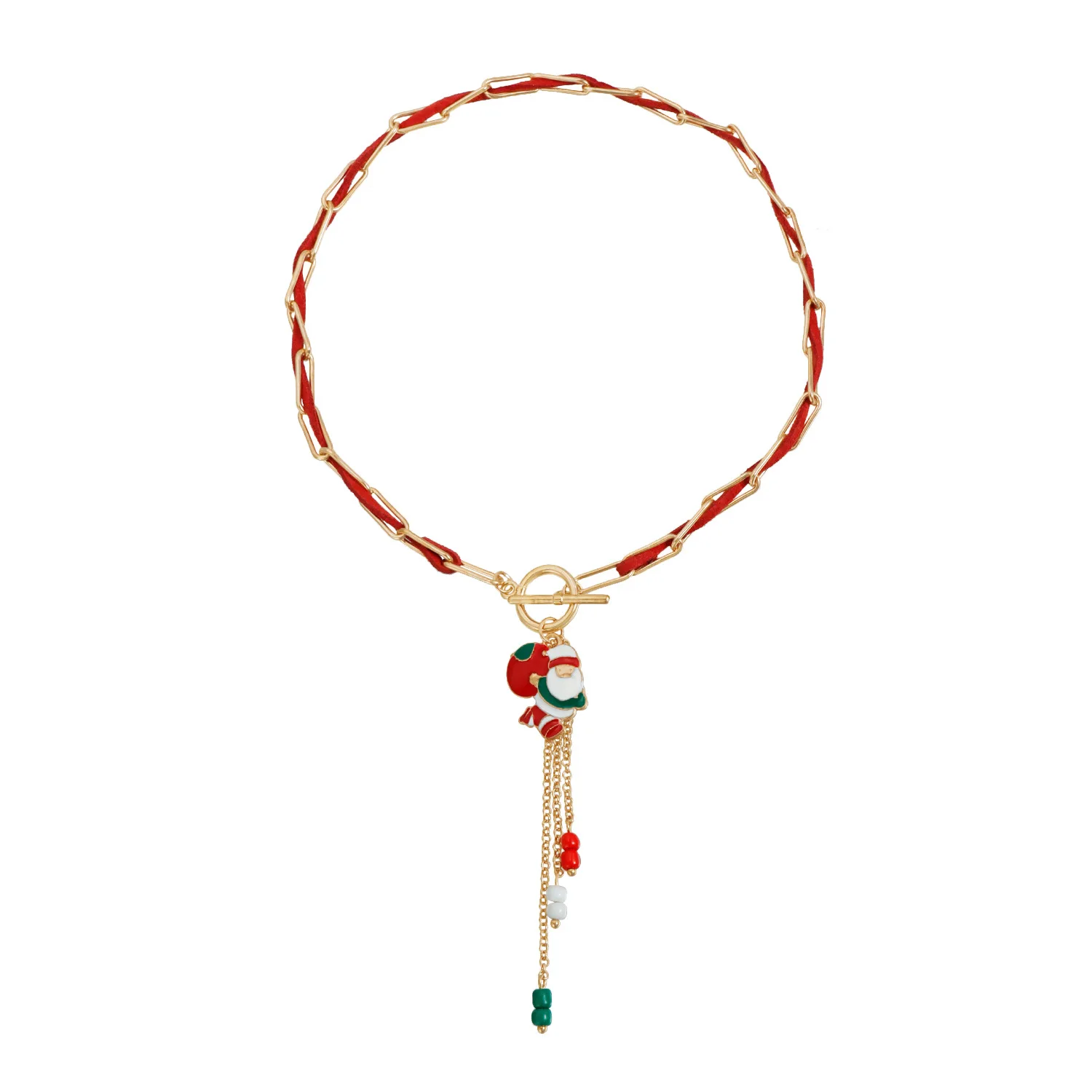 قلادة عيد الميلاد أحذية عيد الميلاد أجراس اللون مطابقة نمط الأزياء المختنق اكسسوارات حفلة رأس السنة #5