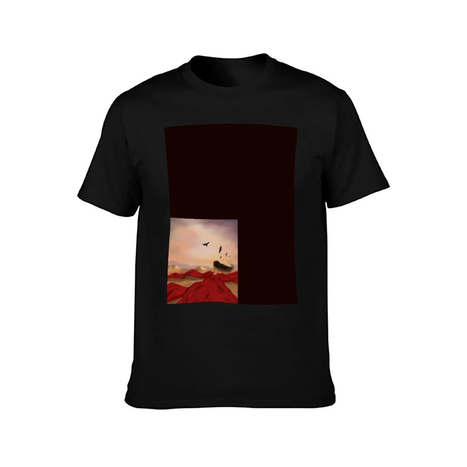 Girl in red, desert, dramatic T-Shirt t shirt for man T-Shirt