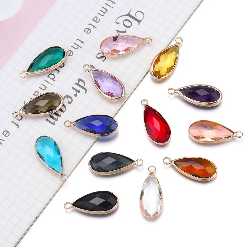 Wholesale 5pcs/lot 12*25mm White Water Drop Glass Charms Pendants Handmade Connector fit DIY Necklace Bracelets Jewelry Findings