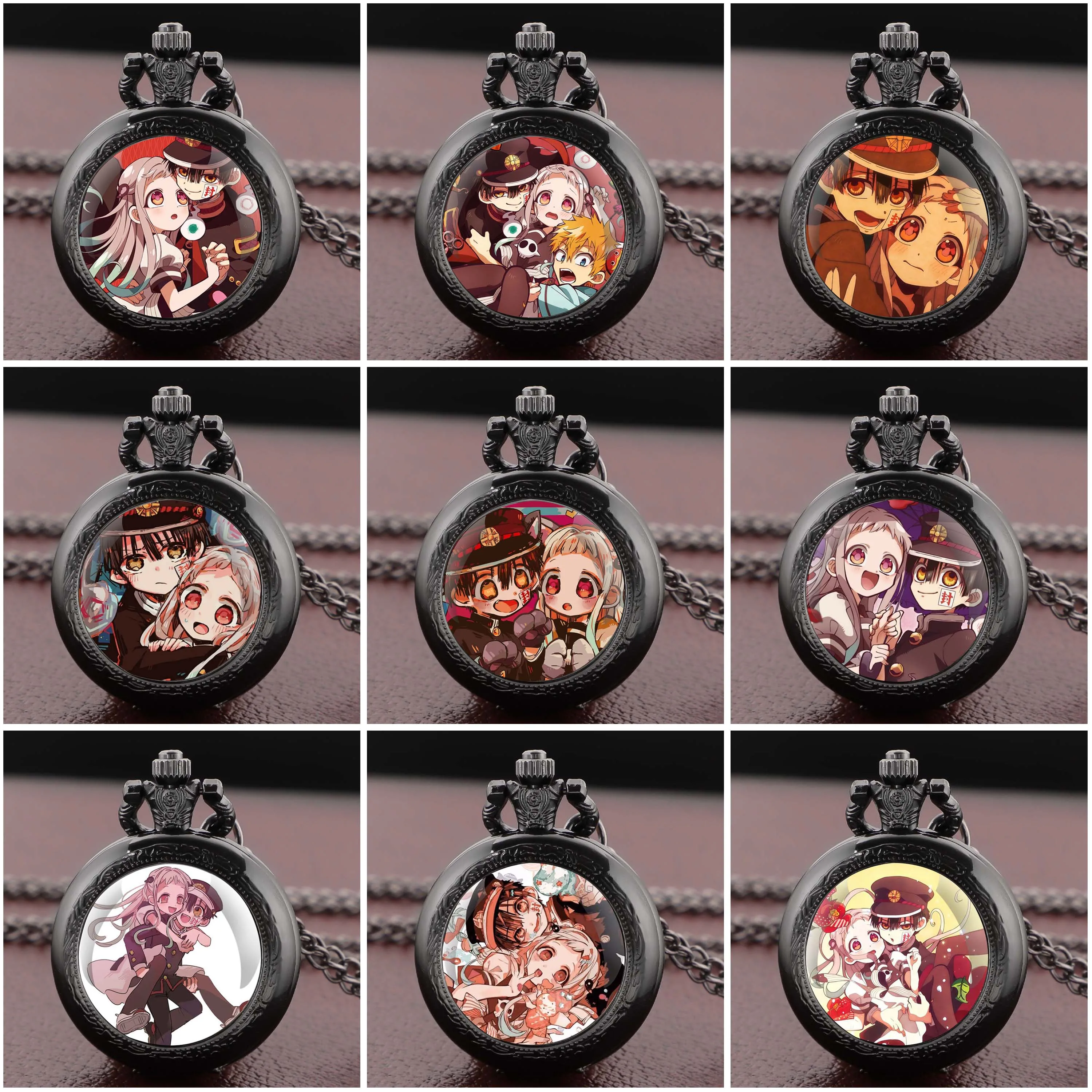Retro Style Toilet-Bound Hanako-kun Themed Vintage Pocket Watch Necklace Pendant Clock for Men and Women Kids