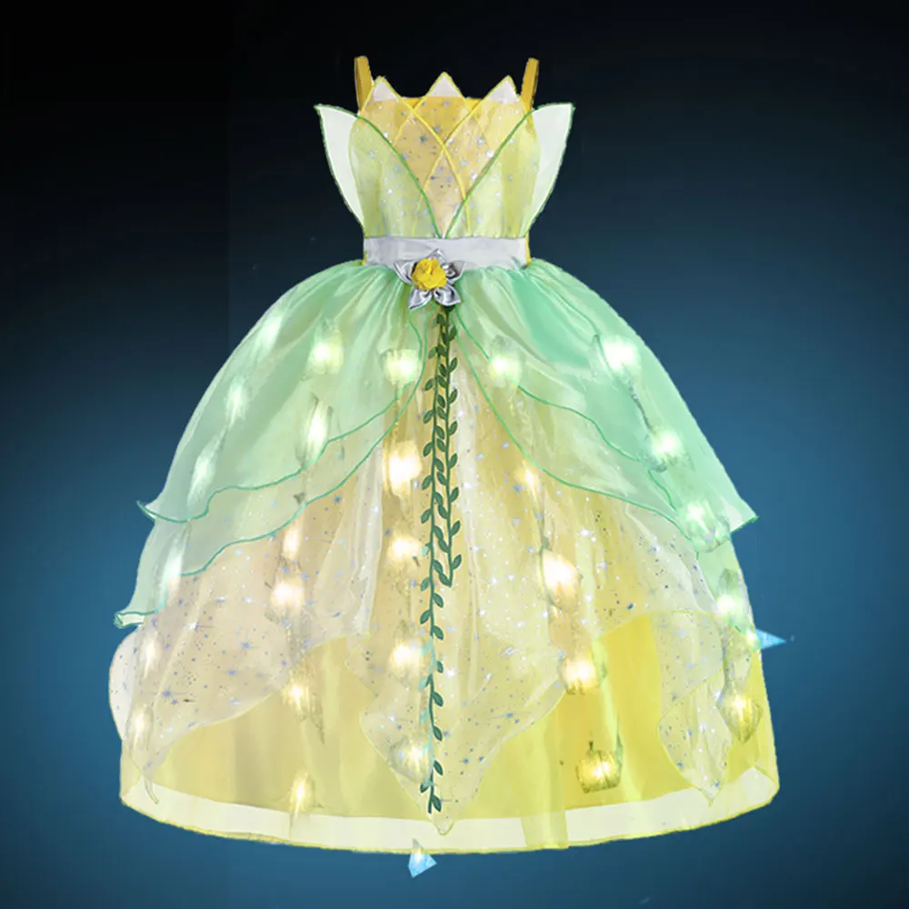 Light up Snow White Dress for Little Girl 2-10 Yrs Birthday Party Elsa Costume Princess Ball Gown with LED 2024 Rapunzel Cosplay