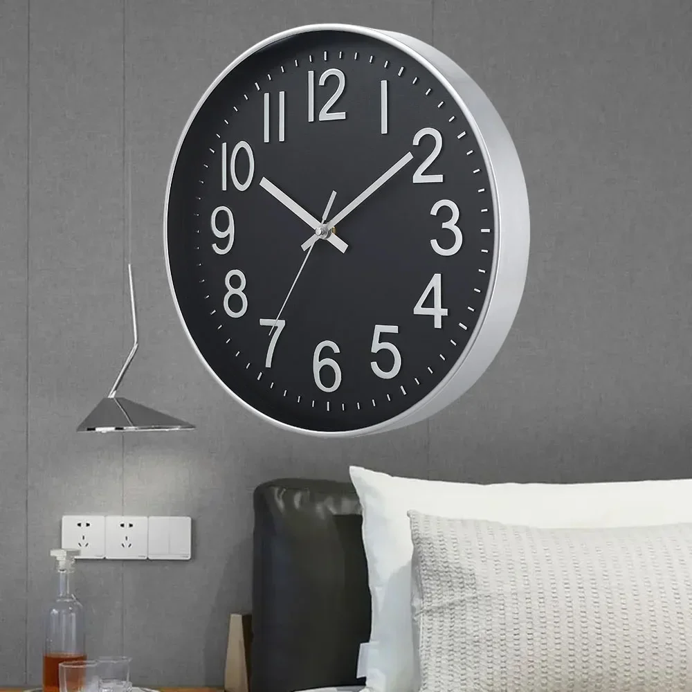 12 Inch Wall Clock with Night Light Glow in The Dark Wall Clock Non-ticking for Home Office Hotel Shops Cafe Decor