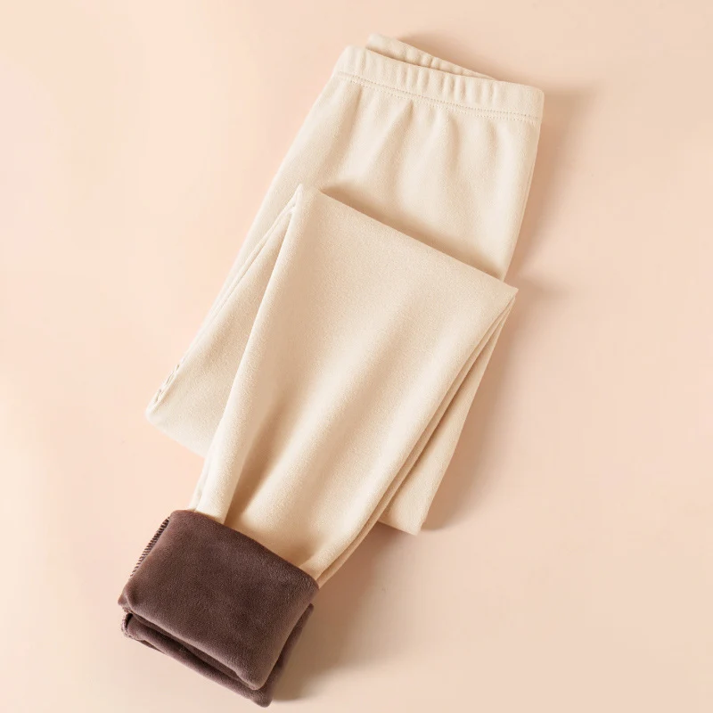 Herbst Winter Verdicken Fleece Leggings Frauen Einfarbig Tragen-Beständig Kalten Leggings für Frau Elastische Taille Abnehmen Leggings
