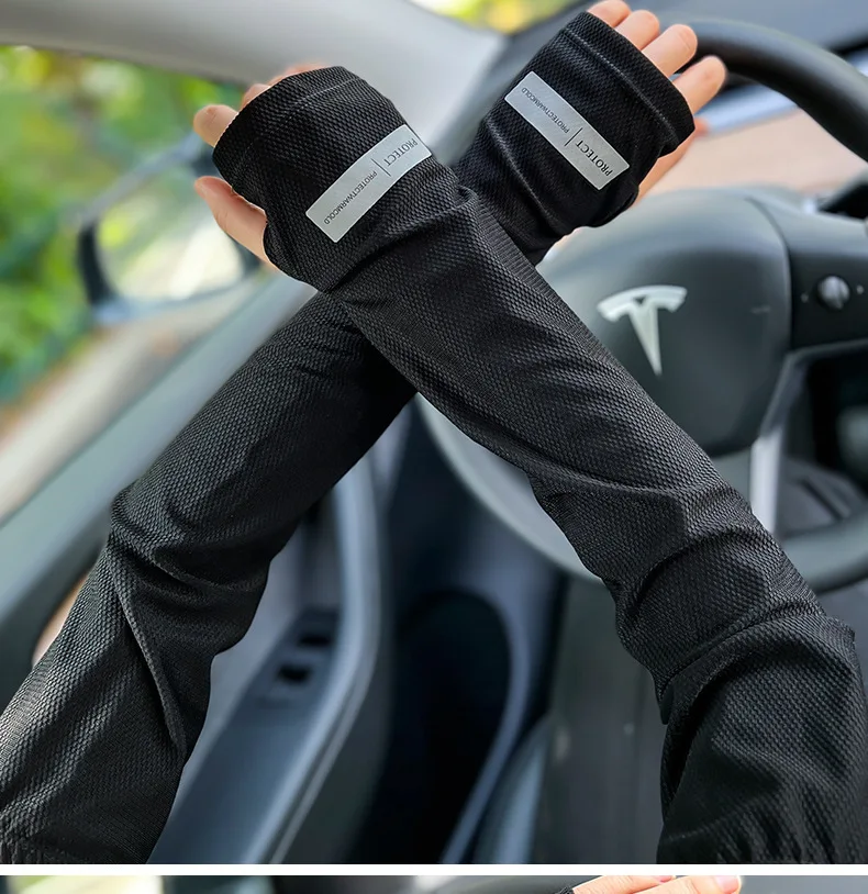 

Summer sunscreen ice sleeves men's ice sleeves arm guards breathable large size loose sub-letter UV protection reflective label ice sleeves