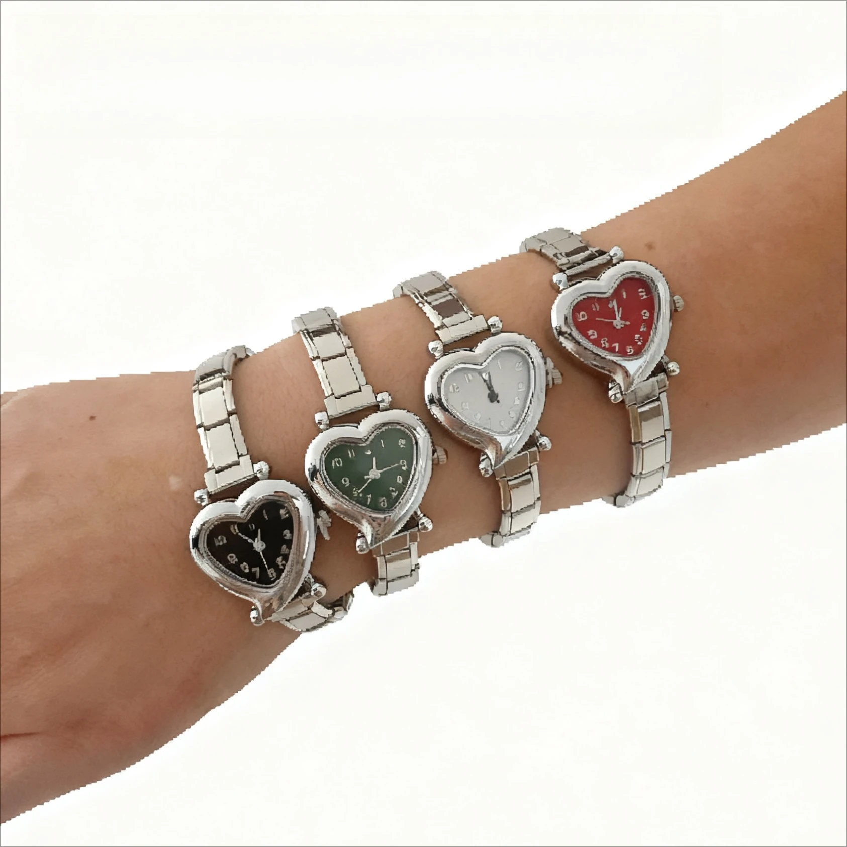 European Hot Selling Heart Case Ladies Wristwatch Minimal Preppy Style Detachable Steel Module Strap Youth Fashion Analog Quartz