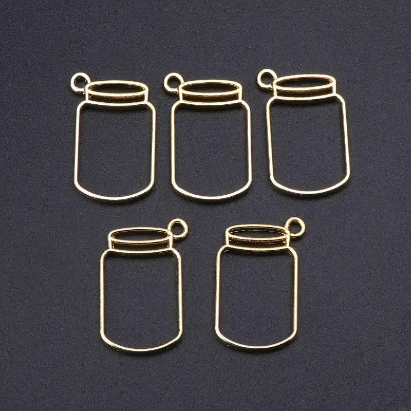 R66A UV เรซิน Hollow จี้ bezels 5x กรอบขวดโลหะลอยสำหรับงานฝีมือศิลปะ DIY