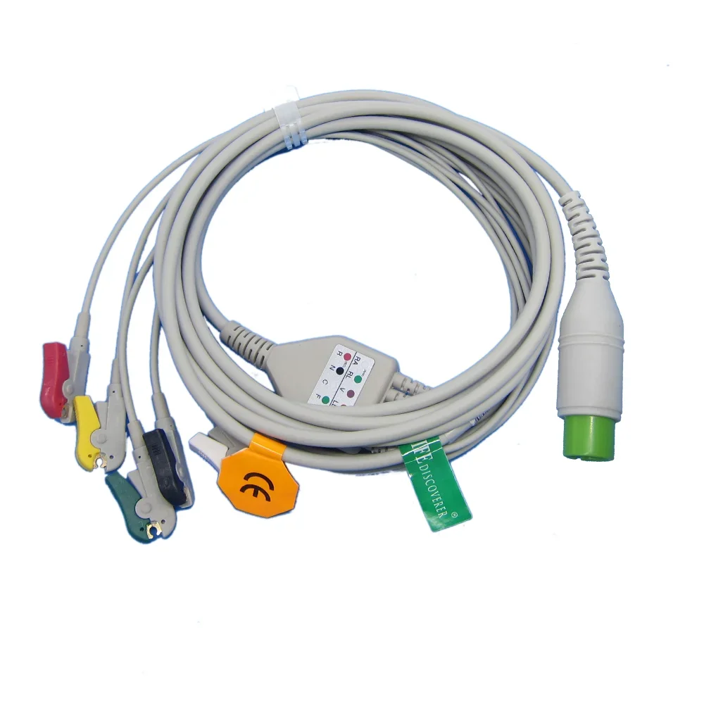 

EC-209 One-piece Patient Cable IEC With 3leads 5leads Snap clip For CHINA M&B