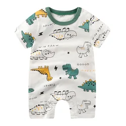 New Summer Baby abbigliamento neonato ragazzi ragazze a maniche corte Cartoon Print Section Open File Climbing abbigliamento Baby tuta pagliaccetto