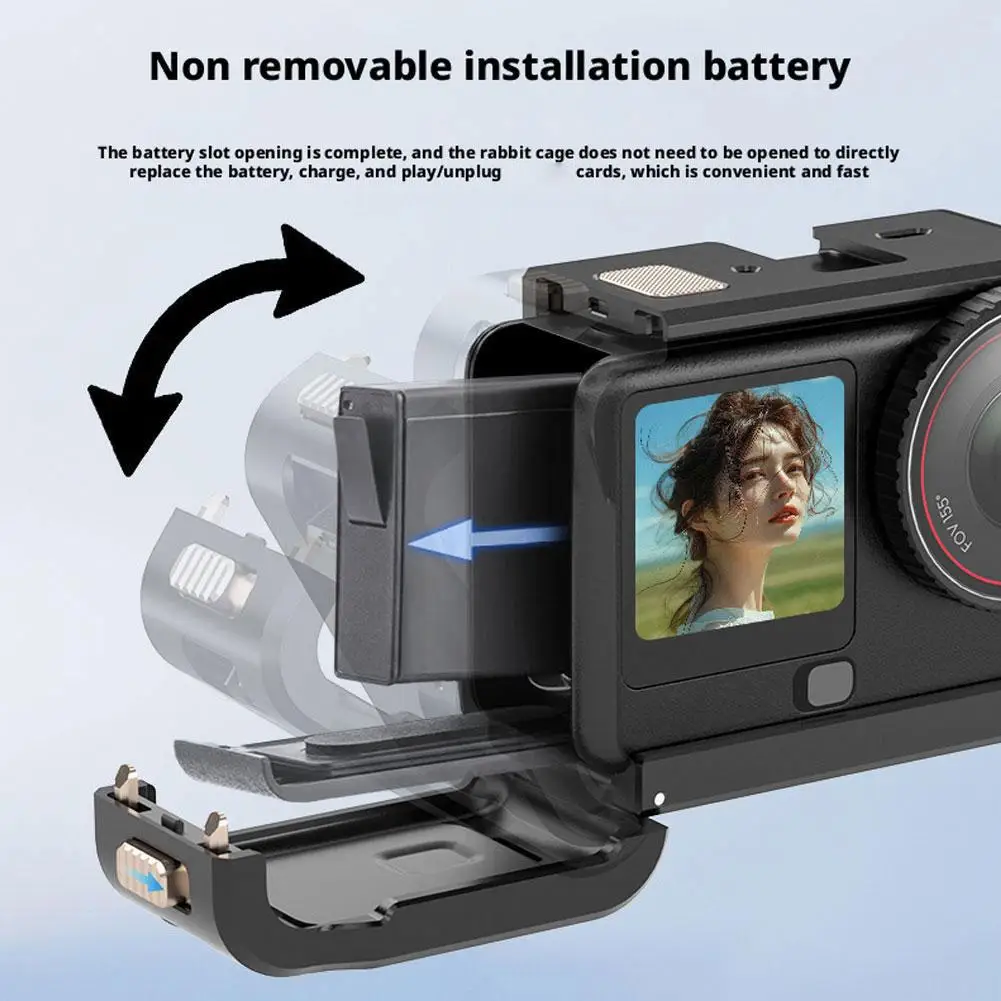 

Metal Rabbit Cage For DJI ACTION 6 Aluminum Alloy Frame Case Quick Release Mount With Cold Shoe Full Protective Camera Cover