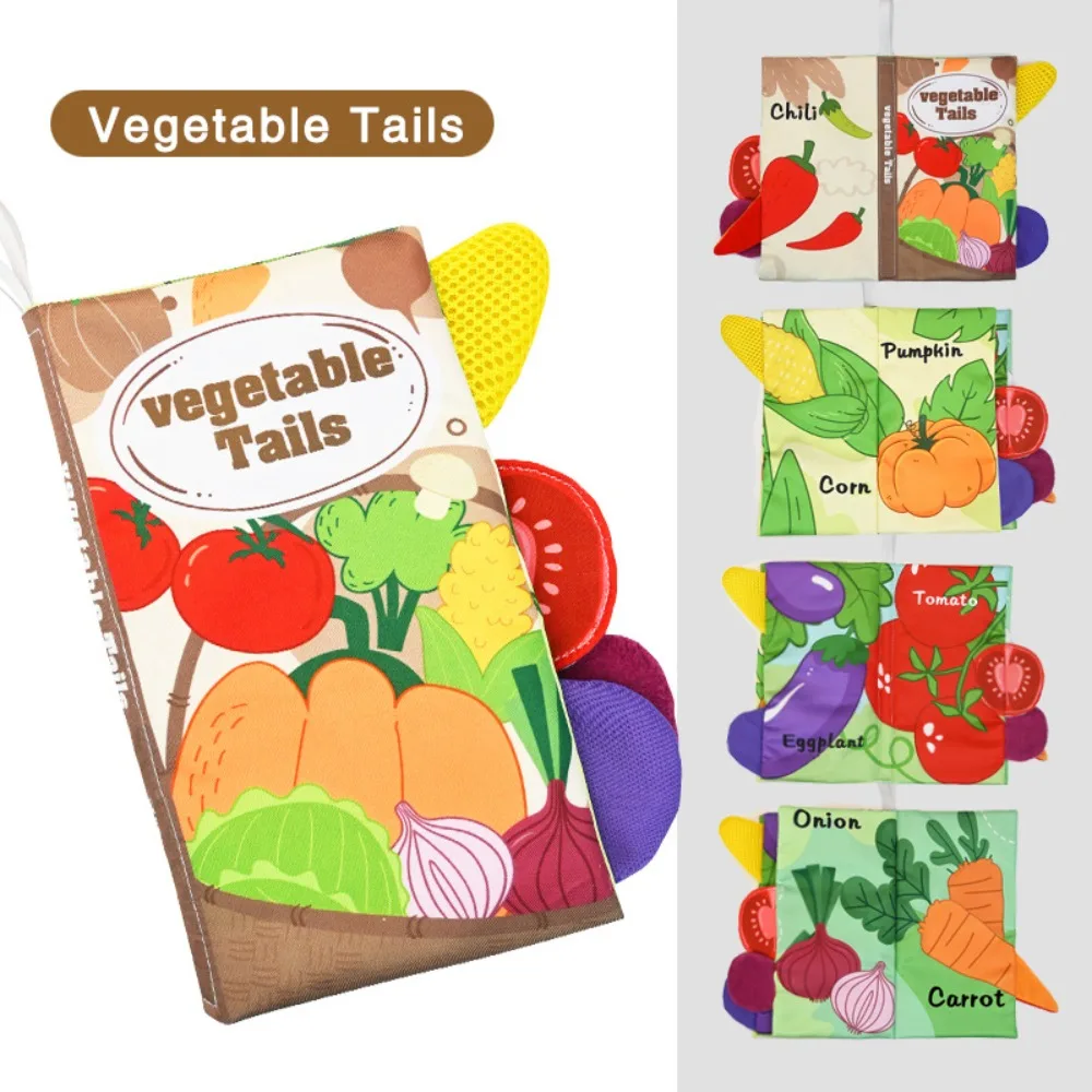 

3D Animal Tail Cloth Book Washable with Squeaking Sound Baby Cloth Book Early Education Multifunctional Crispy Cloth Book