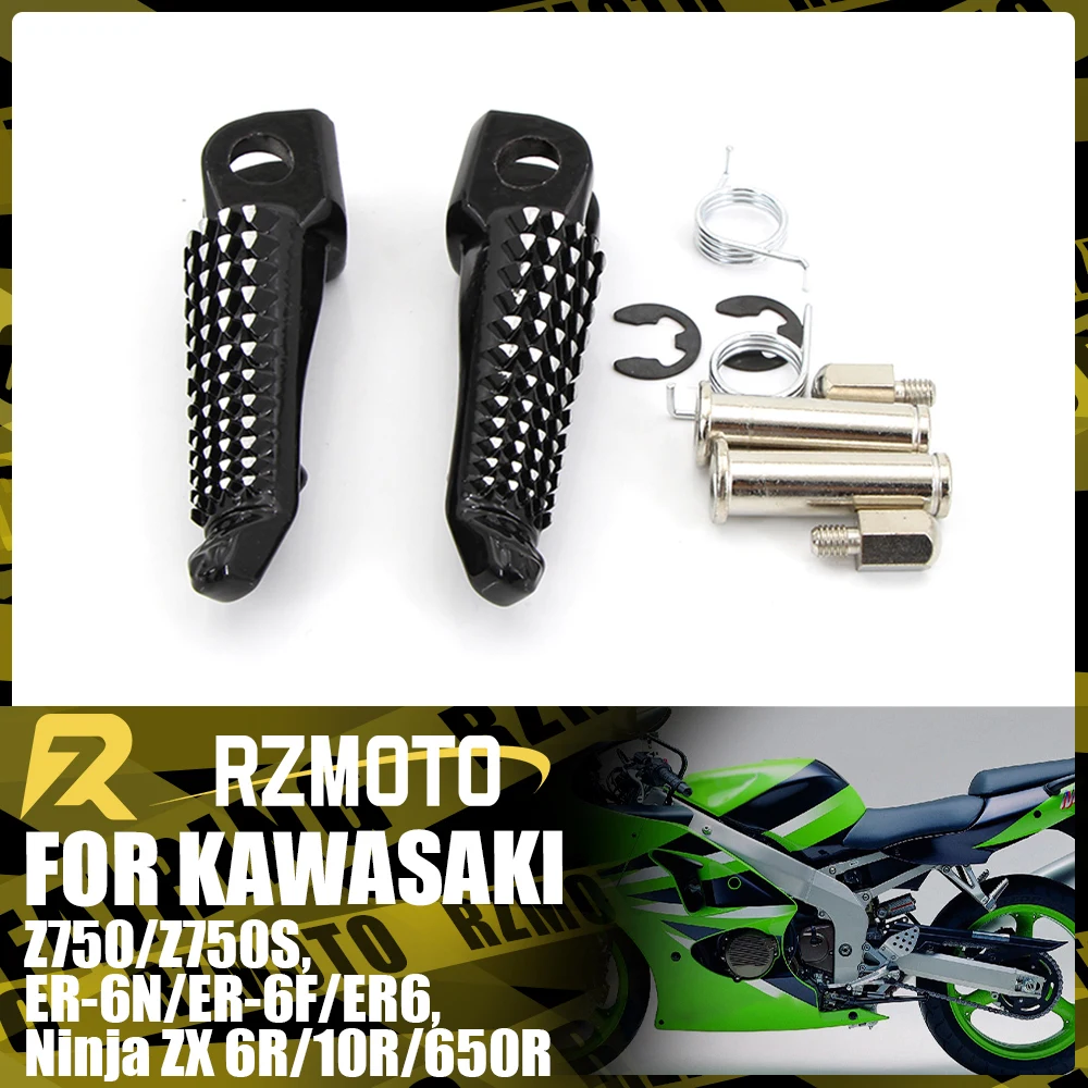 Front Foot Rests Pedal Bracket Assembly Kit For KAWASAKI Ninja ZX6R/ZX10R/650R Z750S Z1000SX Motorcycle Folding Parts BLACK