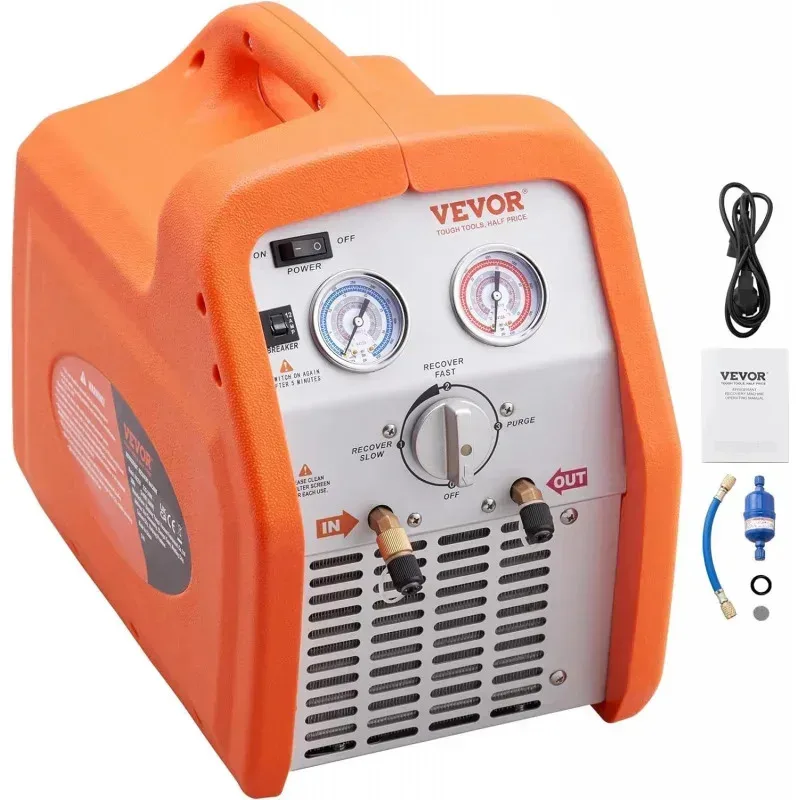 

RPD4-Portable 3/4 HP Refrigerant Recovery Machine-AC Recovery Machine with High Pressure Protection 120V 60Hz Recovery Machine