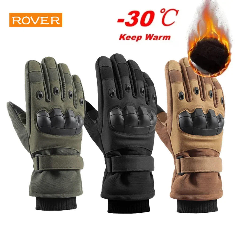 Guantes cálidos de invierno para hombre, guantes tácticos térmicos, guantes protectores de caza, dedo completo, combate militar, pantalla táctil,