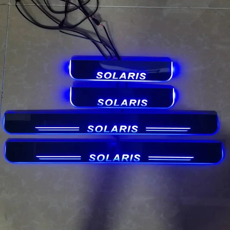 Footstep lights For Hyundai Solaris 2015-2019 Moving LED Car Scuff Plate Pedal Door Sill Pathway Light or customize logo