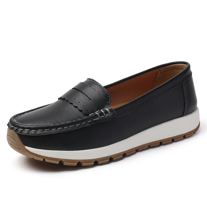 

Women's casual sneakers elegant leather solid color slip on casual shoes PVC outsole non daily wear shoes