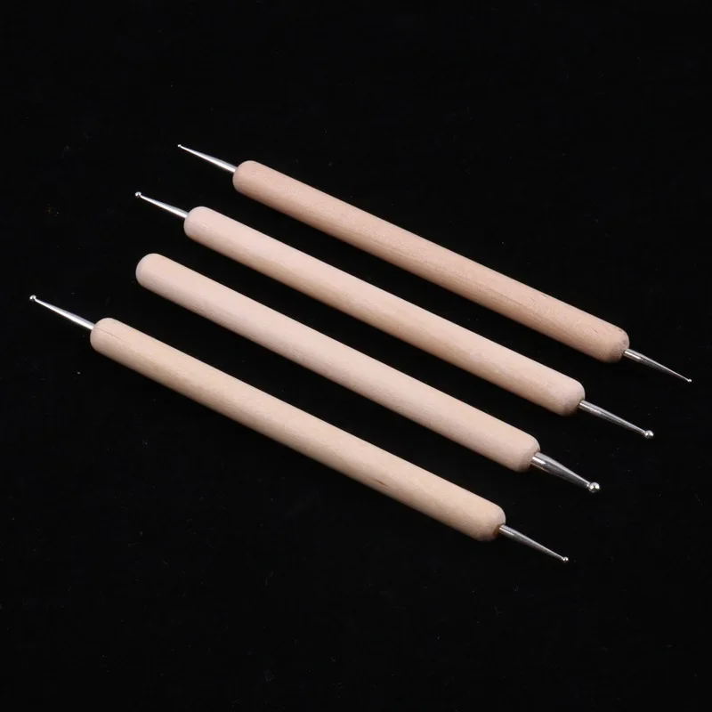 4pcs DIY Ceramic Wax Ball Stylus Clay Sculpture Handicraft Pottery Sculpte Model Pattern Molding Emboss Sludge dot shape Tool