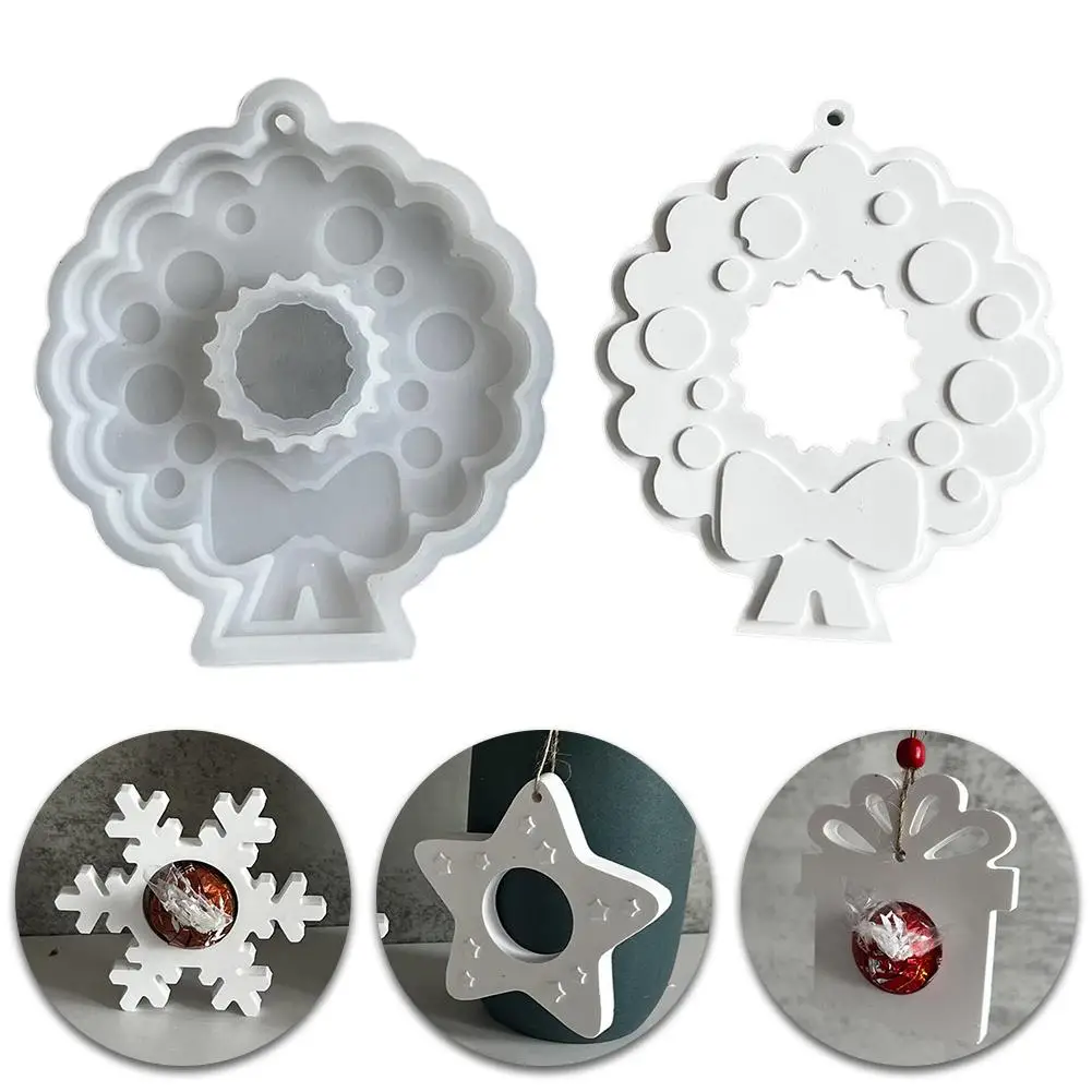 1pcs Christmas Pendant Resin Mold Snowflake Christmas Tree Epoxy Silicone Mould For DIY Jewelry Making Christmas Tree Decor S3S2