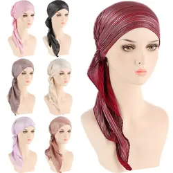 Head Cover Hair Loss Turban Headwear Headscarf Cancer Chemo Cap Beanie Cap Pre-Tied Bonnet Muslim Hijab