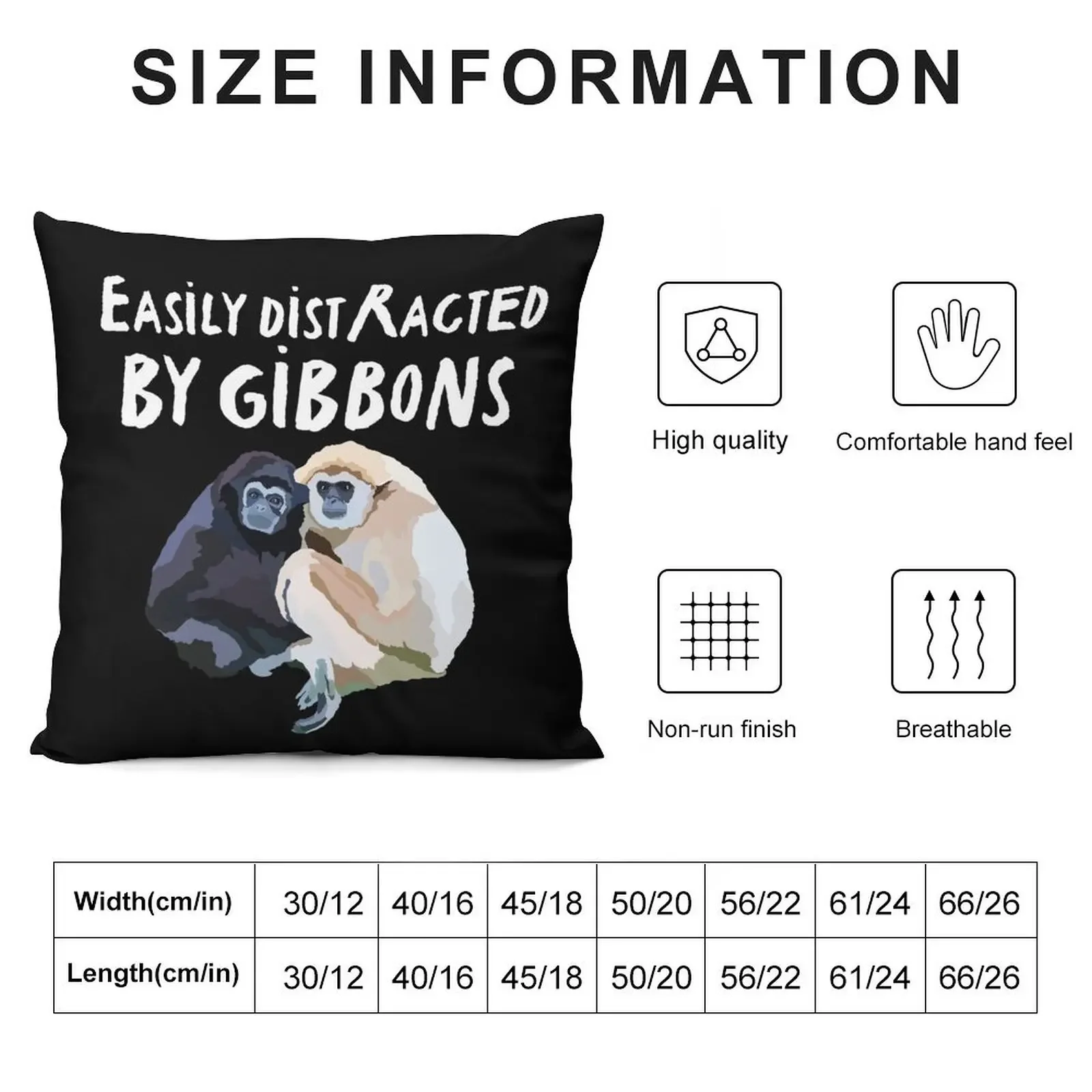 Easily Distracted By Gibbons Throw Pillow autumn decoration Custom Cushion Photo pillow