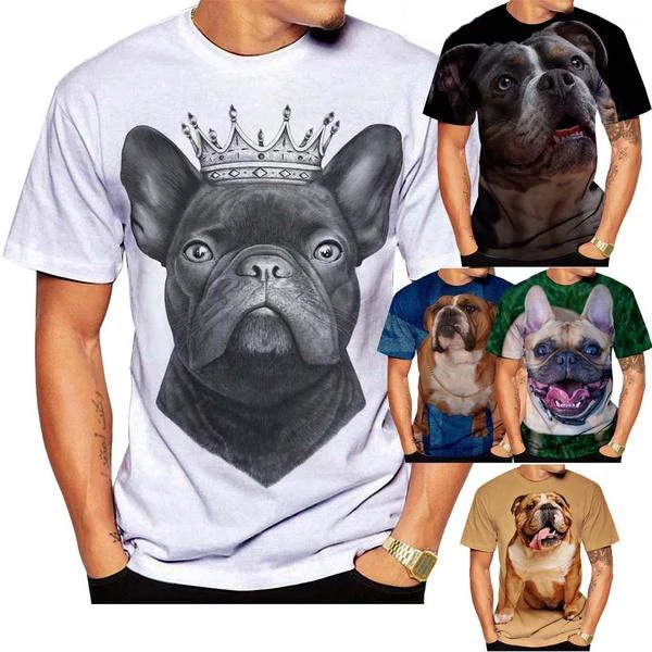 3D Printed T-shirt French Bulldog Men\'s T-shirt Summer Casual Short Sleeved Pet Dog Shirt Top