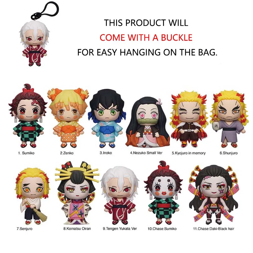 Demon Slayer Officially Licensed PVC Blind Box 3D Figurine Bag Clip Charms Nezuko Zenko Sumiko Koinatsu Oiran Anime Keychain view 4