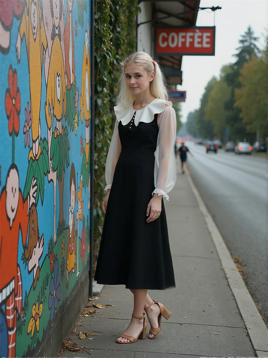 Vestido feminino preto drapeado em camadas babados linha a decorar decoração designs decorativos desejo detalhes diagonal diamantes jantar