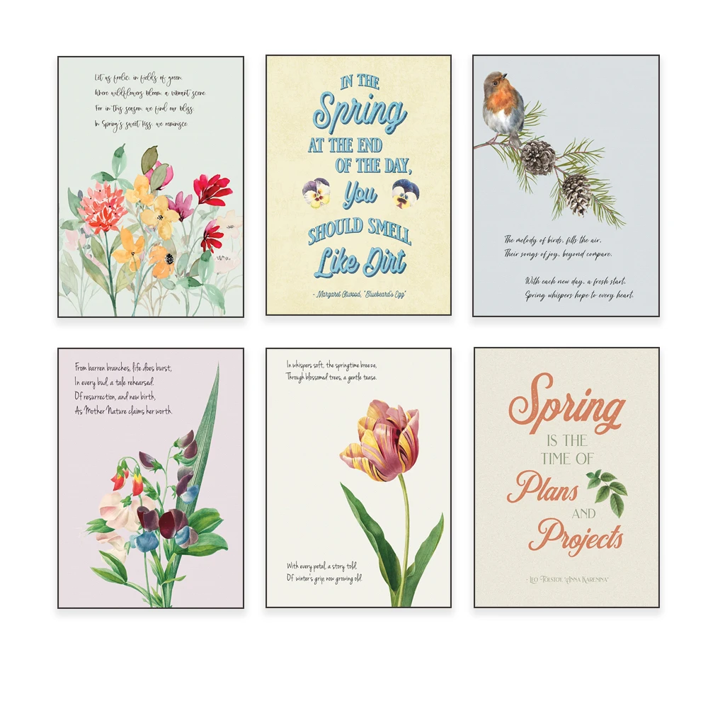 Impression d'art de poème de printemps, tulipes aquarelle, impression de citation de printemps, art bouquet, robin aquarelle, impression de printemps, affiche de décoration intérieure