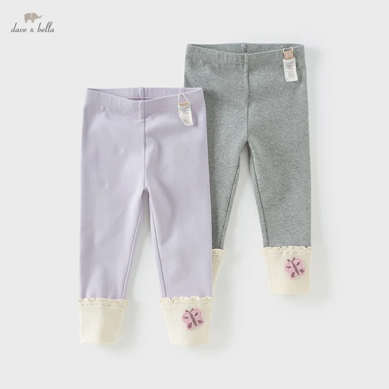 

Dave Bella Children's Pants 2025 Spring Girls Baby Comfortable Casual Baby's Elastic Leggings Pants Outdoor Butterfly DB1250463