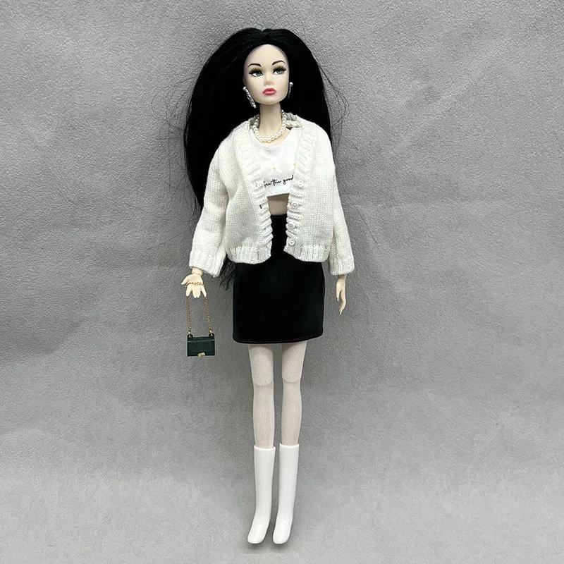 シンプルなカジュアル無地ニットセータージャケット 1/6 FR バビスーパーモデル人形ドレスアップ 30 センチメートル人形ファッション服アクセサリー