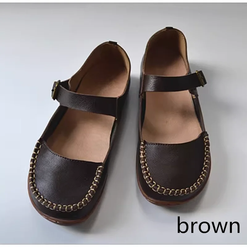 Japanese  Korean style Retro Nostalgia Cowhide Women\'s Shoes Flat Shoes Spring Autumn Summer Women\'s Shoes Mary Jane Shoes Soft