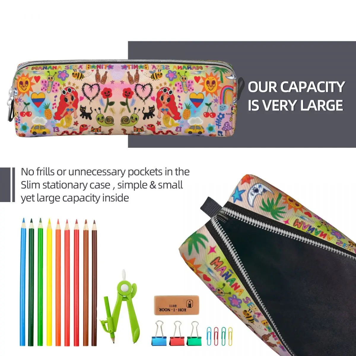 Karol G Manana Sera Bonito Pencil Case Pencilcases Pen Box for Student Large Storage Bags School Supplies Gifts Stationery