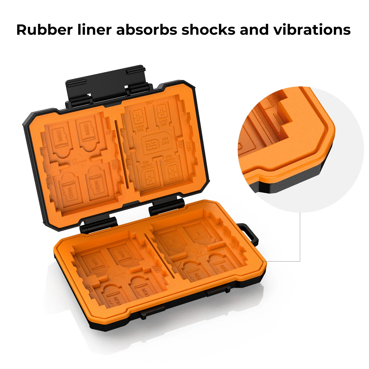 K&F CONCEPT Memory Card Case with 29 Slots Anti-Shock Carrying Case for SD Cards CF Cards XQDs Nano SIM Micro SIM Card TF Card