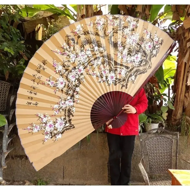 Wall Mount Decorative Paper Fan Large Classical Fan Retro Oversized Paper Fans Spring Festival Living Room Decorative Fans