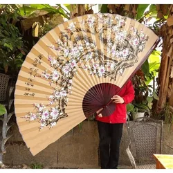 Wall Mount Decorative Fan Large Retro Classical Fan Oversized Paper Fan Spring Festival Living Room Hanging Fan Decoration Craft