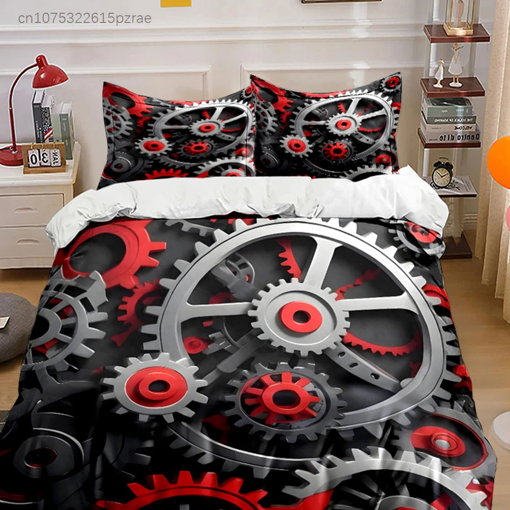 Engineering Gear Set Puzzle Decor Multiple Sizes kid's And adults' Bedroom Exquisite 3PC Bedding set, Gift