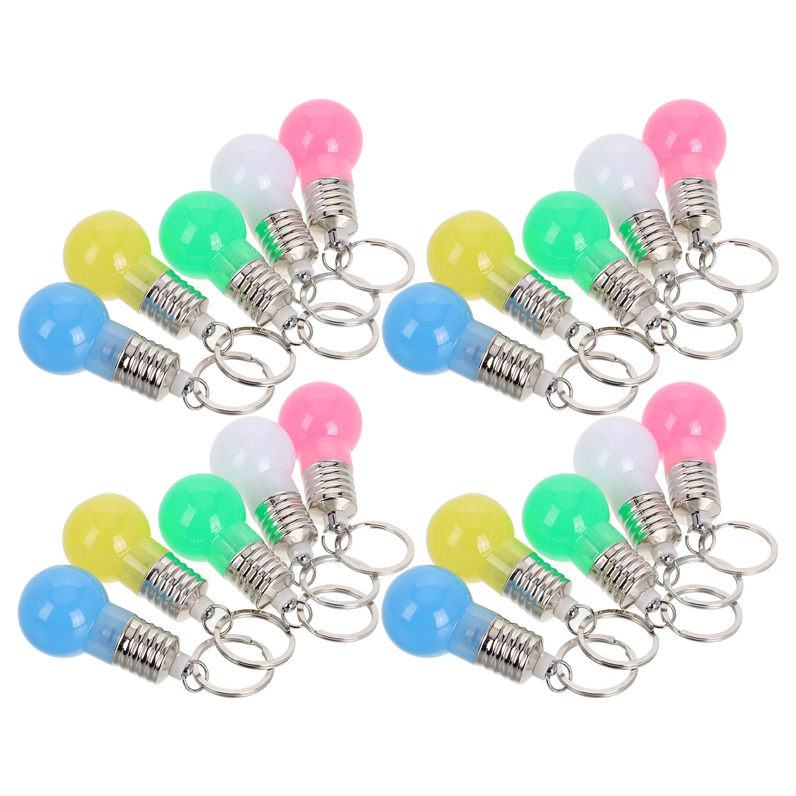 21 Pcs Color Luminous Key Chain Rings Ornaments LED Bulb Light Lamp Torch Keyring Mini Unique Design Keychain Wallet