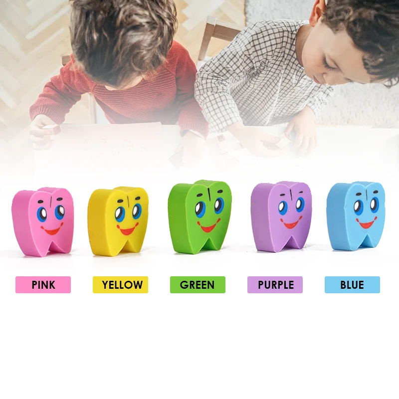 

50pcs Molar Shaped Rubber Erasers Dentist Gift Cute Tooth Shape Dental Clinic Rubber Gift Suitable for Children and Students