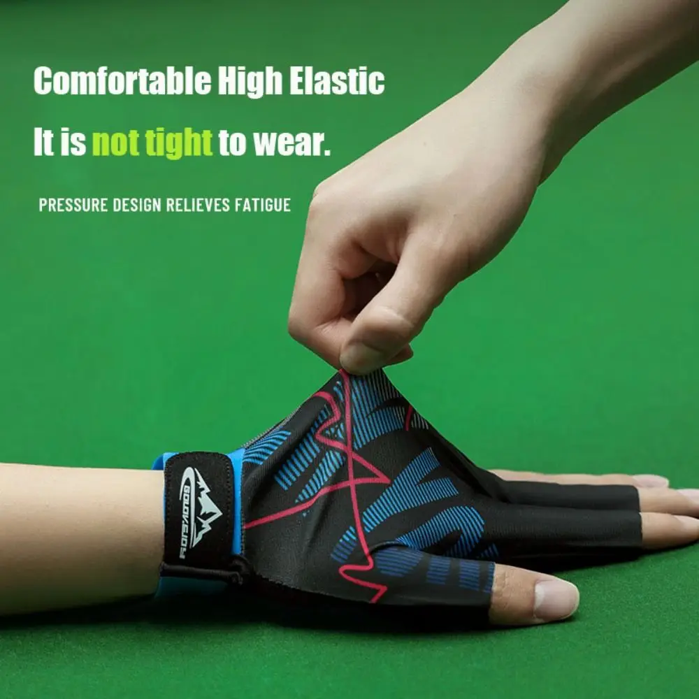 Anti-sweat Billiards Gloves Elasticity Wear-resistant Open 3 Fingers Gloves Light High Elastic 3 Fingers Billiard Glove