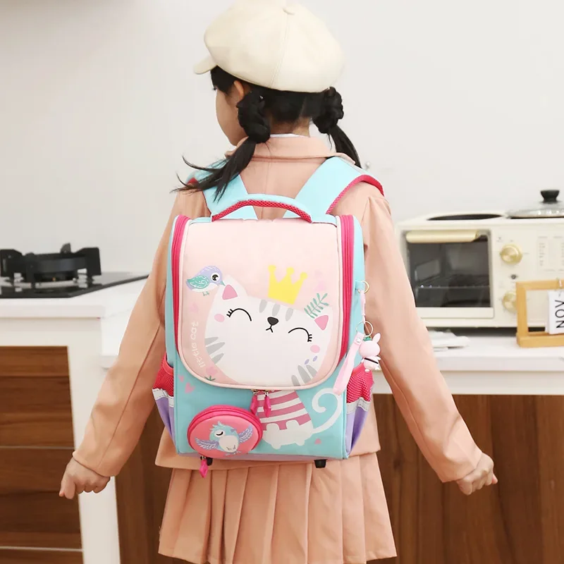 Grade1-2 Cartoon Primary School Backpacks for Girls Cute Cat School Bag Boys Dinosaur Kids Backpack