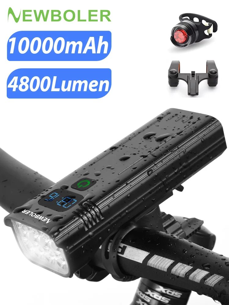 AliExpress NEWBOLER 10000mAh Flashlight Bicycle Light 4800 Lumen Rainproof MTB Bike Light Set With 2 Holder USB Chargeable Bike Accessories